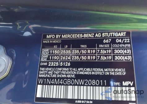 2022 Mercedes-Benz Glb 250 z USA, uszkodzony, nr VIN W1N4M4GB0NW208011